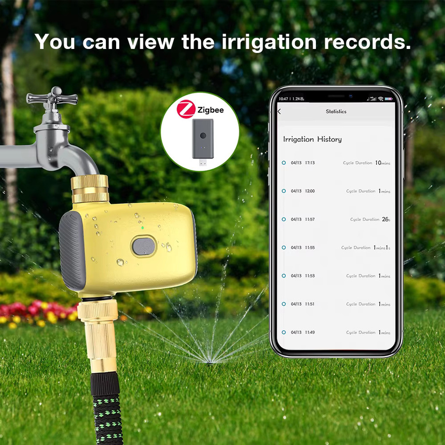 JUANJUAN Tuya Smart Bewässerungstimer mit Zigbee und Bluetooth, programmierbares Sprinkler-Tropfbewässerungssystem zur Wassersteuerung, kompatibel mit Alexa und Google Home, Gelb - Bild 5