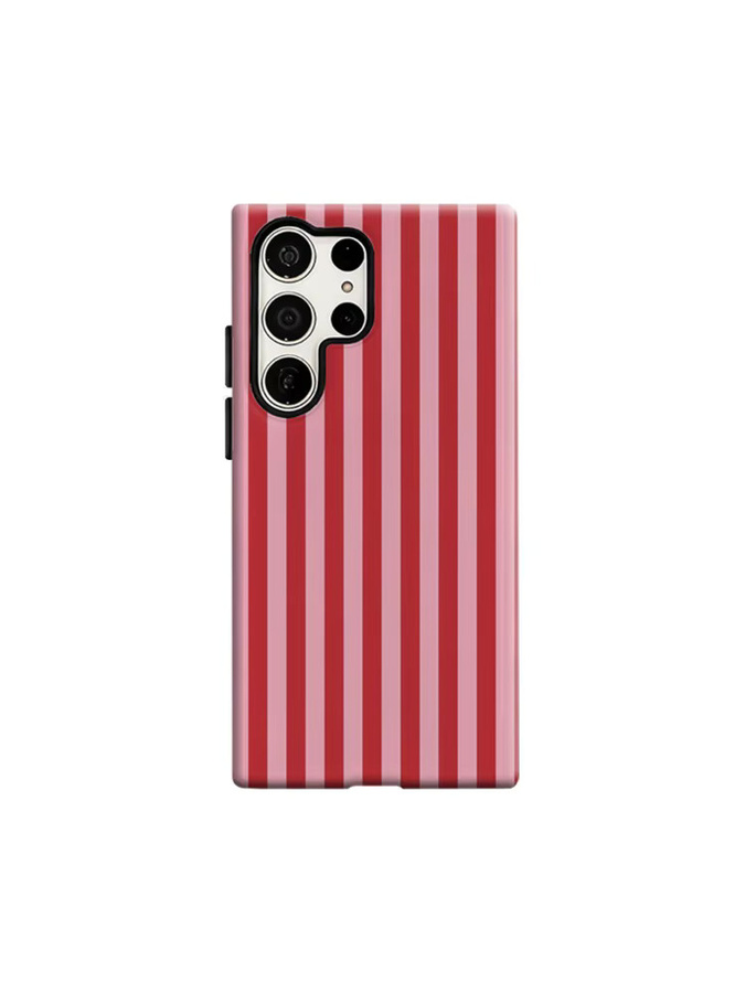 Stoßfeste Doppelschicht Handyhülle mit roten und rosa vertikalen Streifen für Samsung Galaxy S25 Ultra, S24 und S23 Ultra Plus - Bild 6