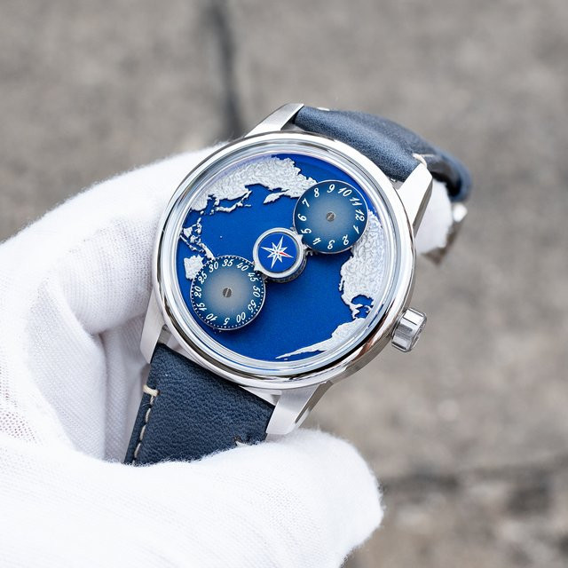 OBLVLO Armbanduhr Automatik, Blau, Lederarmband, Herren - Bild 1