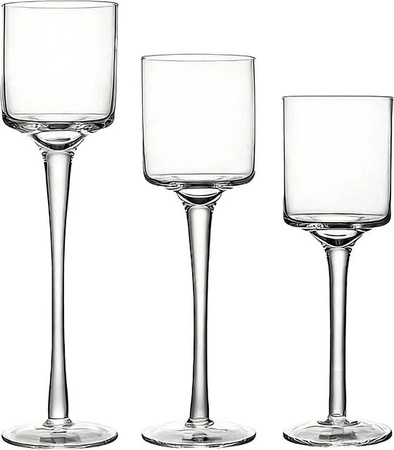 Relaxdays Kerzenhalter aus Glas in Transparent, 3-teiliges Set für Teelichter und Stumpenkerzen, Höhe: 20 cm bis 26 cm, Durchmesser: 7 cm