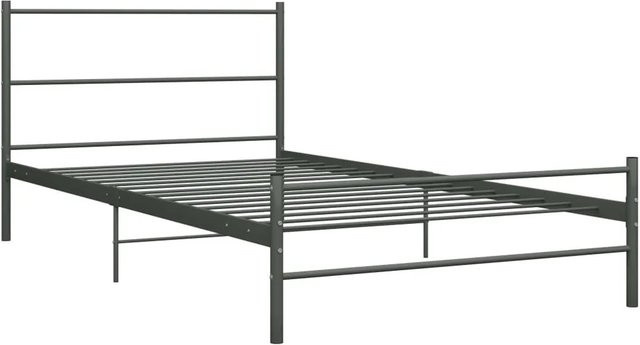 vidaXL Bettgestell aus Metall in Grau, modern und lackiert, B/T/H: 100 x 200 x 107 cm - Bild 1