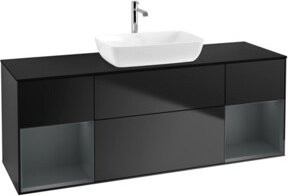 V&B Waschtischunterschrank Finion mit Wandbeleuchtung, Blau lackiert, Breite: 160 cm - Bild 1