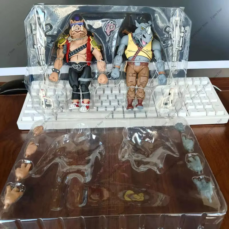 NECA Teenage Mutant Ninja Turtles Bebop Rocksteady Shredder Michelangelo Splinter Donatello Krang, Actionfiguren-Set - Bild 3