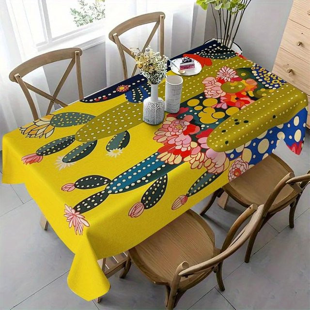 Rechteckige Tischdecke von JINGYUE Pet mit mexikanischem Folklore-Design, wasserabweisend und waschbar, Mehrfarbig, B x L: 100 x 160 cm - Bild 1