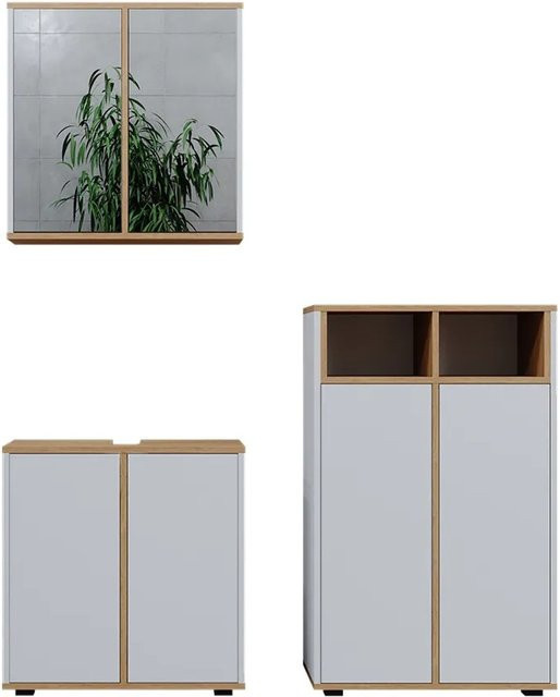 Vicco Badmöbel-Set Didi 3-teilig in Weiß und Eiche mit Midischrank und 2 Türen - Bild 2