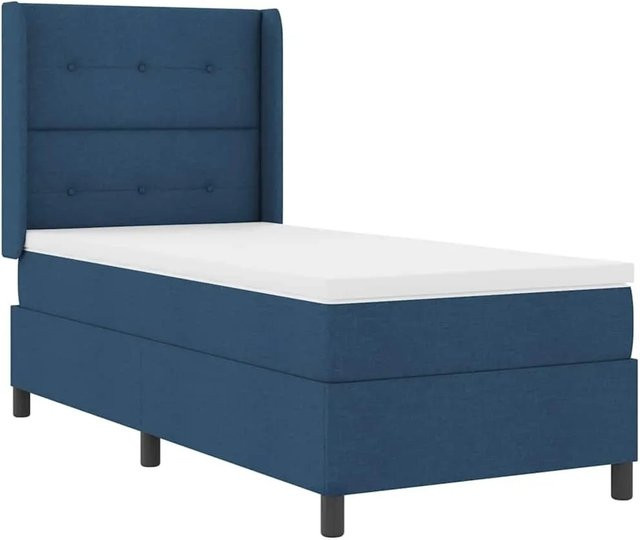 vidaXL LED Boxspringbett Blau mit Matratze und Taschenfederkern B/T/H: 90 x 200 x 140 cm - Bild 1
