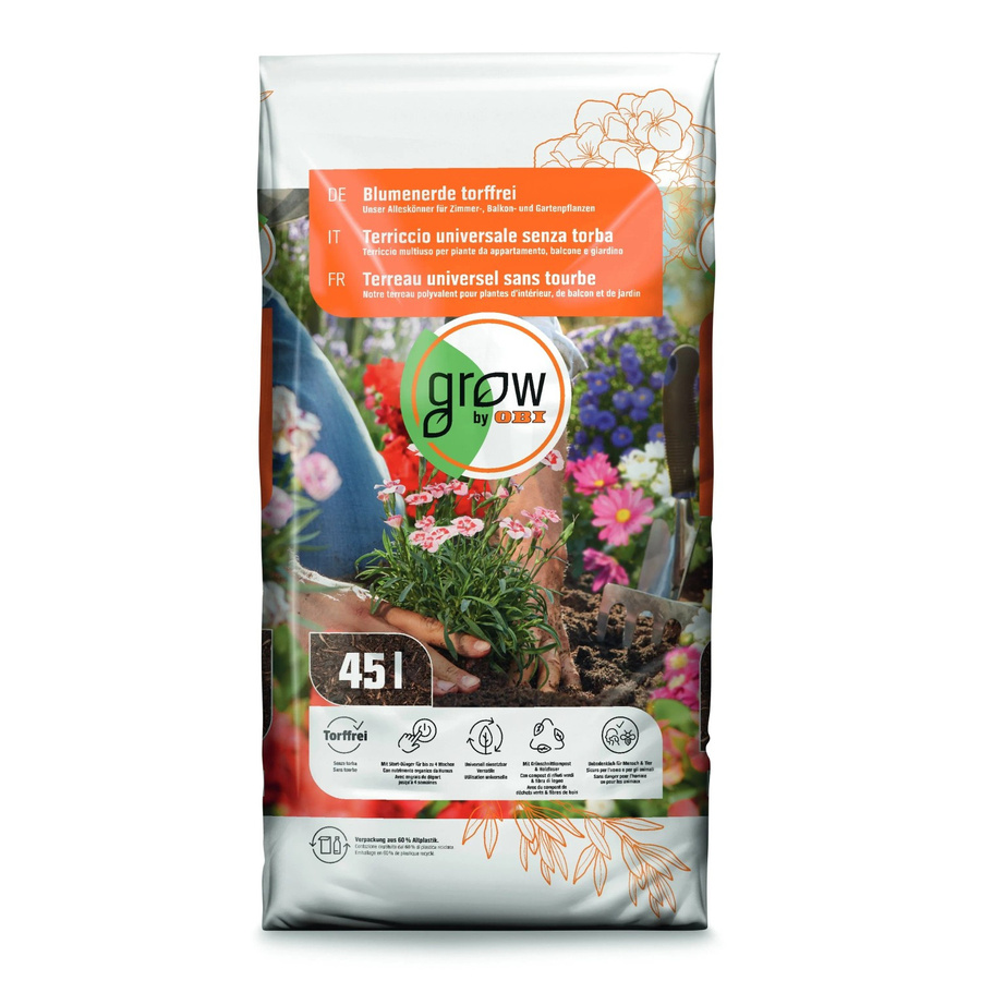 GROW by OBI Torffreie Blumenerde für Zimmer, Balkon und Garten - Bild 2