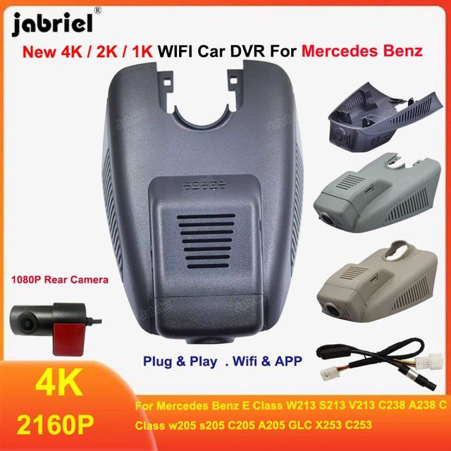 Jabriel 4K UHD Dashcam mit Wifi als Auto DVR Kamera für Mercedes Benz C-Klasse W205, E-Klasse W213, GLC X253 und weitere Modelle, Schwarz - Bild 1