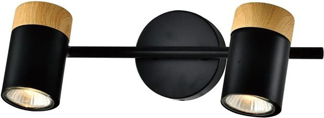 NETTLIFE Deckenleuchte aus Metall und Holz in Schwarz im Retro-Design mit GU10 Fassung, Durchmesser: 30 cm - Bild 1