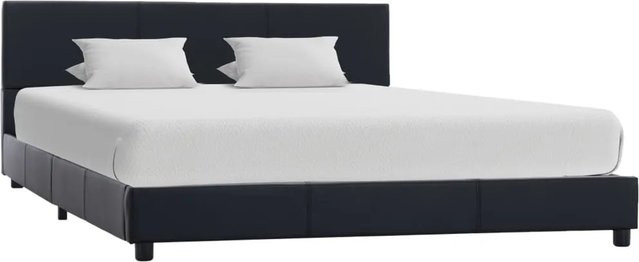vidaXL Bettgestell in Schwarz aus Kunstleder mit gepolstertem Rahmen, B/T: 120 x 200 cm - Bild 1
