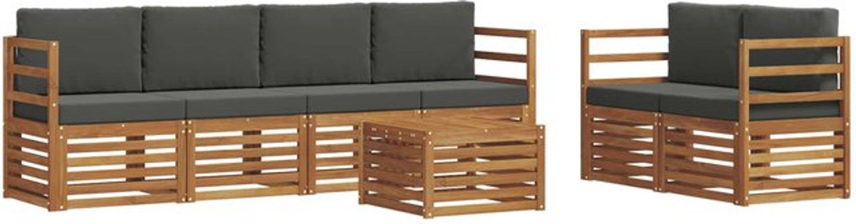 vidaXL Outdoor-Sofagarnitur aus Akazienholz mit 7-teiligem Set und Kissen in Natur und Anthrazit - Bild 1