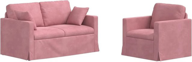 vidaXL Sofa Set 2-teilig Rosa Samt mit Metallrahmen B/T/H: 138 x 78 x 80 cm und 78 x 78 x 80 cm - Bild 1