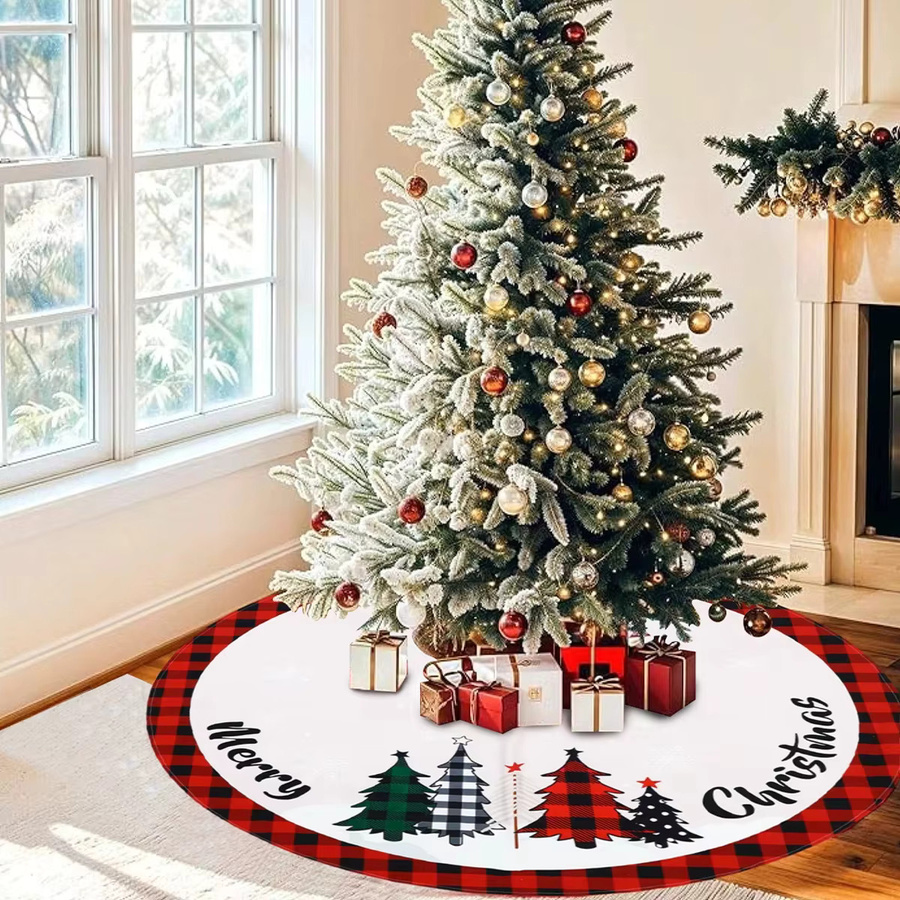 VIKAMA Weihnachtsbaumrock in rot und schwarz kariert als klassische Dekoration für deine Weihnachtsfeier - Bild 4