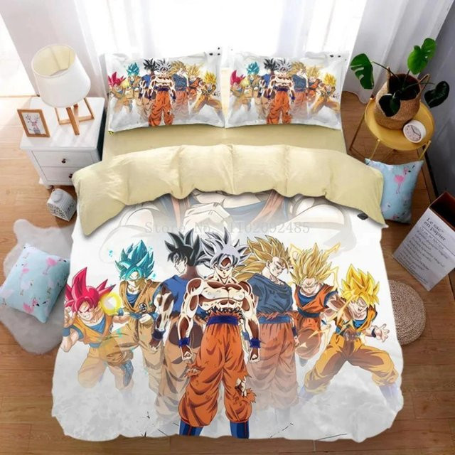 Dragon Ball Anime Bettwäsche Set mit Goku Motiv, Multicolor, B/H: 140 x 210 cm - Bild 1