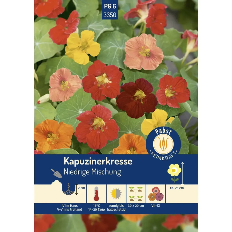 Pabst Keimkraft Kapuzinerkresse Niedrige Mischung Saatgut für Garten und Blumenkästen - Bild 2