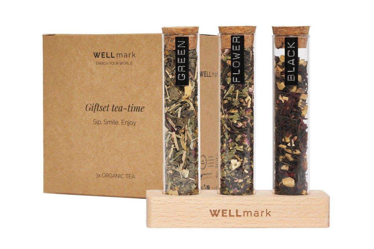 Wellmark Tee-Geschenkset Blütentee Schwarztee Grüntee lose Blätter 3 x - Bild 1