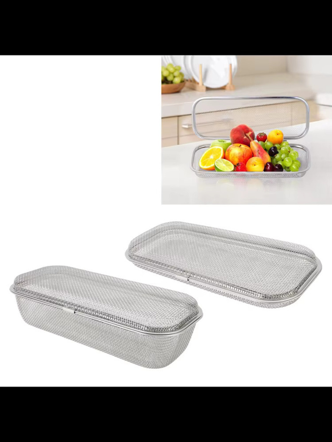 TOPINCN Spülmaschinen-Utensilienkorb aus 304 Edelstahl in Silber, rechteckiges Netz als Besteckhalter für Essstäbchen und kleine Gegenstände - Bild 2