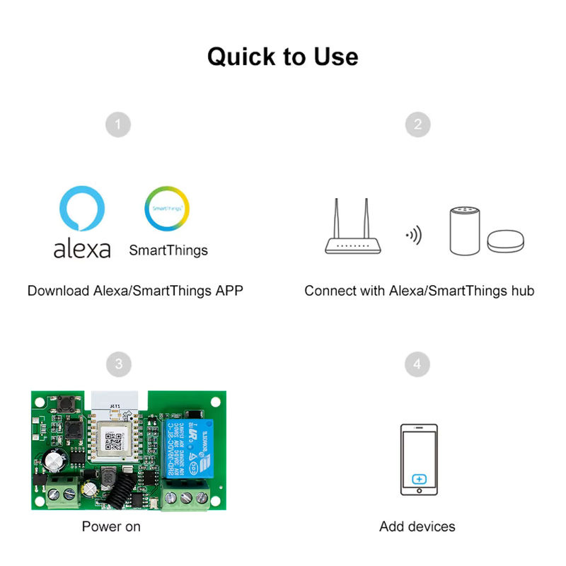 Scimagic-RC Zigbee Smart Switch 1-Kanal-Relais Automatisierungsmodul in Grün, kompatibel mit Alexa, Google Assistant und Tuya App, 10A, 7-32V / 85-250V - Bild 4