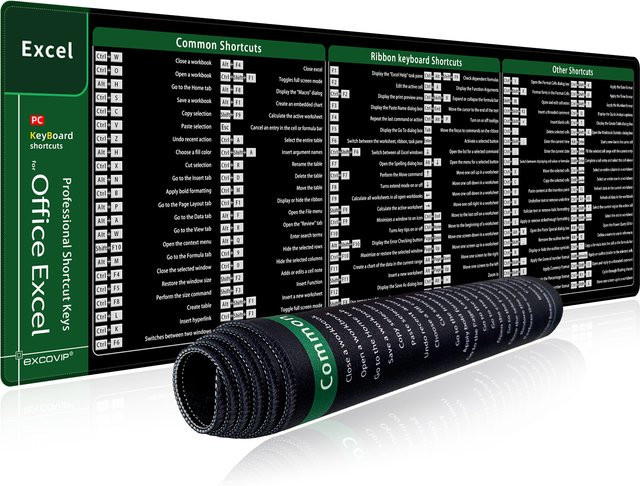 EXCO Excel Snelkoppelingen Mauspad Schwarz mit gesticktem Rand und Antirutsch-Basis - Bild 1