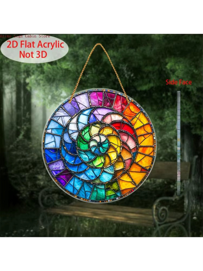 Potdemiel Regenbogen-Spiral-Sonnenfänger aus Acryl, runder abstrakter Fenster-Anhänger in Multicolour, Durchmesser: 20 cm - Bild 5