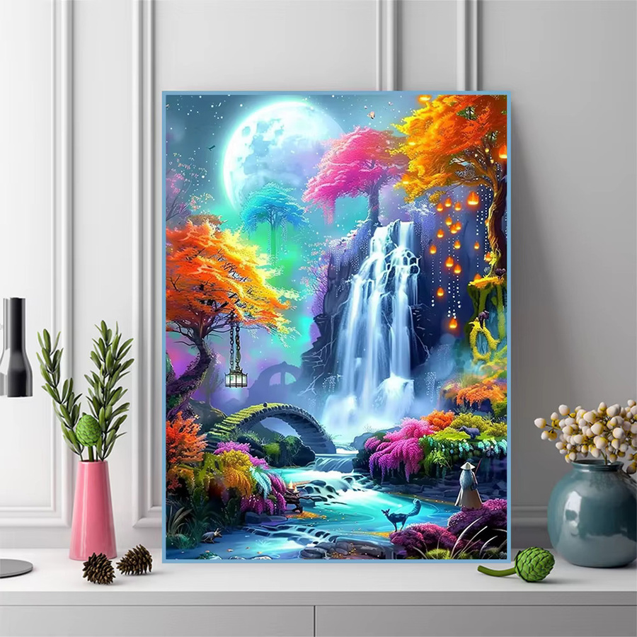 Evershine Diamant-Gemälde Wasserfall Landschaft DIY Acryl Mosaik Bild in Multicolor - Bild 3