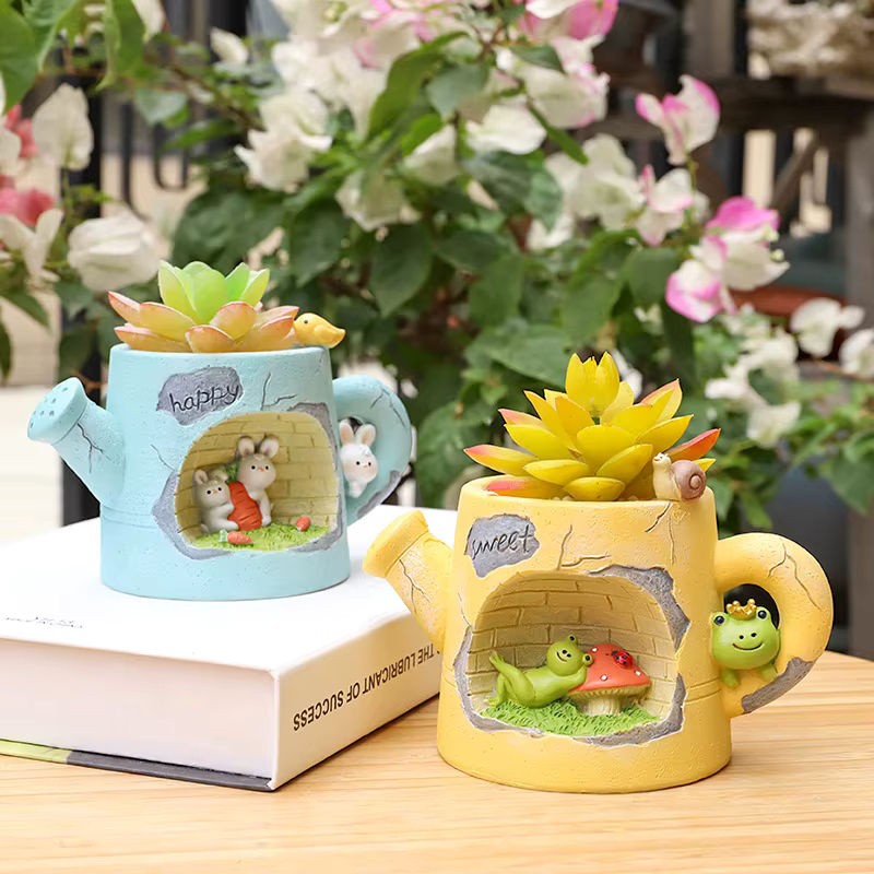 Dekorative Tier-Pflanzgefäße aus Kunstharz für Sukkulenten und kleine Pflanzen, mehrfarbig, Homelike Decor Ornament für Tischdekoration und Fairy Garden - Bild 2