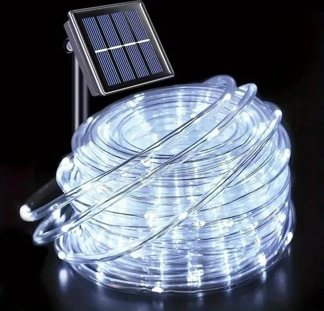 Solar LED Lichterkette für Outdoor und Garten in Weiß mit 100 LEDs und 12m Länge, Wasserdichte String Lights zur Weihnachtsdekoration - Bild 1