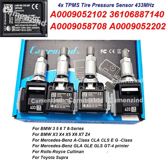4er Set Vorprogrammierter TPMS Reifendruckkontrollsystem Sensor 433MHz für BMW 3 5 6 7 8-Serie X3 X4 X5 X6 X7 Z4 in Schwarz - Bild 1