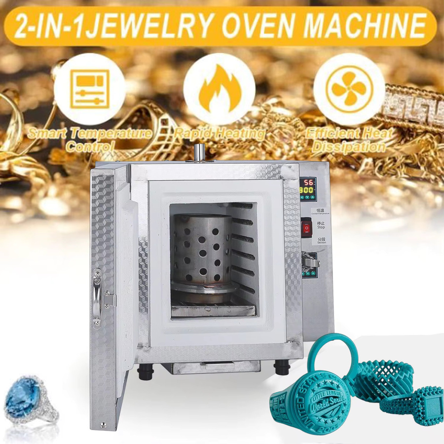 PHYHOO Schmuckgussmaschine 220V: Zwei-in-Eins Hochtemperatur-Schmelzofen in Silber mit Konstant- und Segmentmodus für Labor und Industrie, B/T/H: 41,0 x 33,0 x 40,0 cm - Bild 3