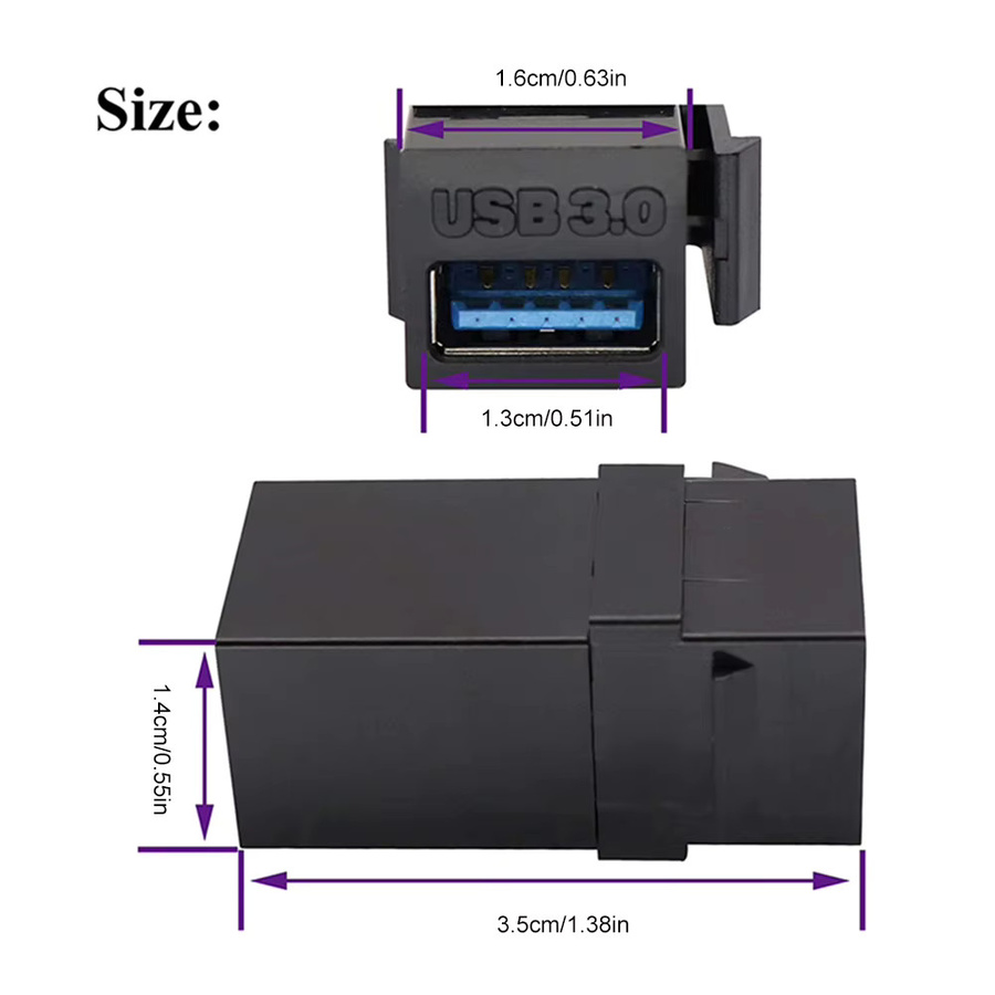 USB 3.0 Keystone-Buchse auf Buchse Adapter Set in Schwarz - Bild 4