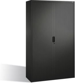 C+P Aktenschrank Omnispace mit Rollladen in Schwarzgrau, 5 Ordnerhöhen, höhenverstellbare Regalböden und Drehzylinderschloss, H: 198,0 cm, B: 120,0 cm, T: 42,0 cm - Bild 1