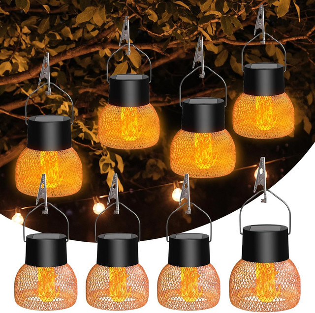 Leclstar Solar Laterne mit Flammen-Effekt, Wasserdichte LED Gartenlampe in Schwarz mit warmweißem Licht für Outdoor, Hof und Camping - Bild 1