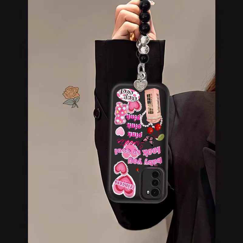 Silikon Handyhülle mit Schmetterlings-Design und Lanyard für Motorola E32, E30, E15, E13, E14, E40, E22i, Moto G60, G60s, G60f, G50, G50 Neo, G50 Pro in Schwarz - Bild 6