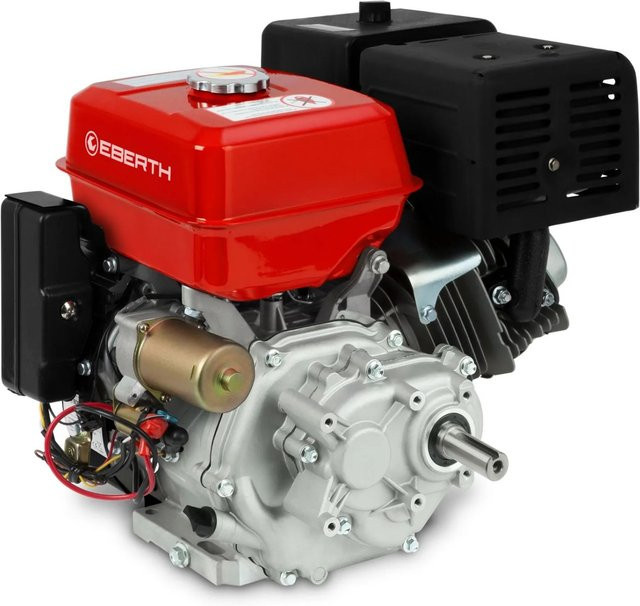 Eberth Benzinmotor mit 13 PS und 9,56 kW Leistung, 25 mm Ø Welle, Reduktion 2:1 und E-Start, Farbe Rot - Bild 1