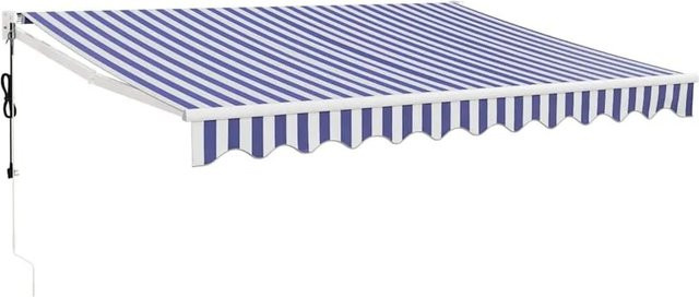 vidaXL Elektrische Markise mit Motor und Kurbel, Blau und Weiß, B x H: 3,5 x 2,5 m - Bild 1