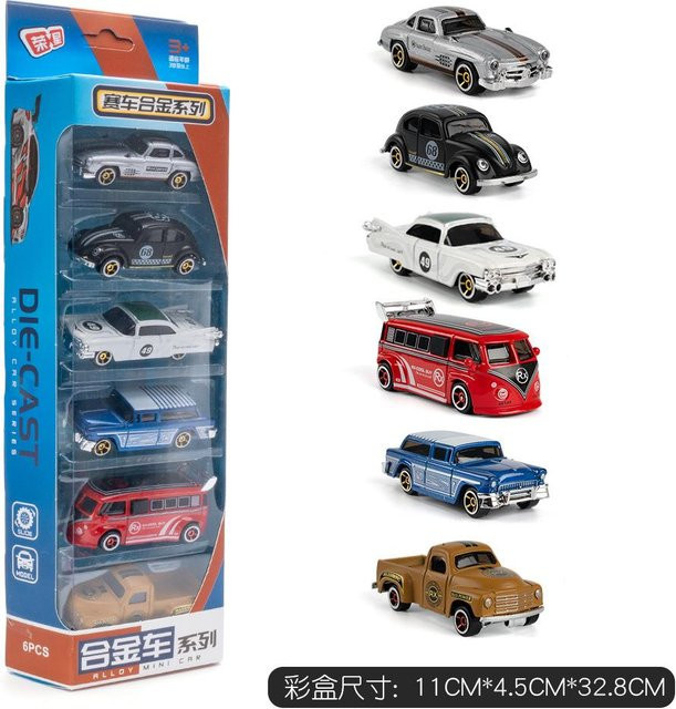 Linyi toy car Rennstil Mini-Druckguss-Autoset, 6-teiliges Set, 1:64, Metall, ab 14 Jahren - Bild 1
