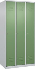 C+P Spind Classic PLUS Garderobenschrank mit 3 Abteilen, Stahlkonstruktion, Zylinderschloss, 4 Garderobenhaken und Soft-Anschlag, B/T/H: 90 x 50 x 185 cm - Bild 1