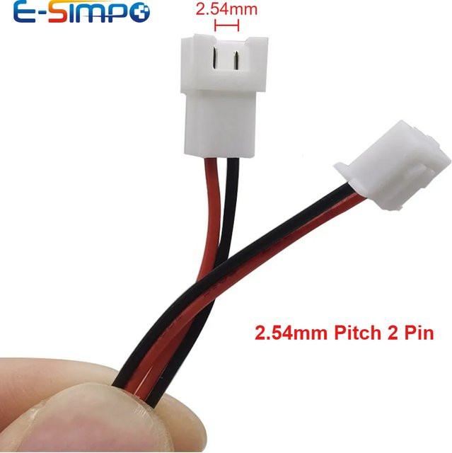 E-SIMPO XH 2,54mm 2-Pin TJC3 Kabelverbinder Stecker-Buchse-Set in Weiß, 10 cm Länge, 26AWG - Bild 1