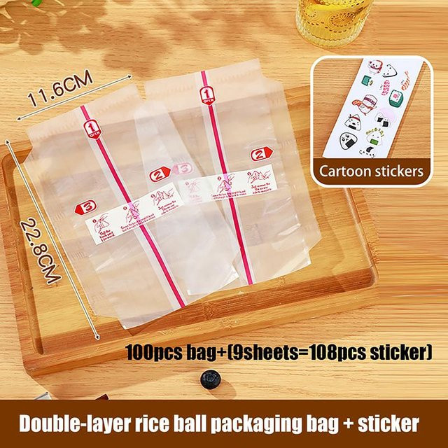 Einweg Dreieck Onigiri Verpackungsbeutel aus Kunststoff, transparent, 100 Stück - Bild 1