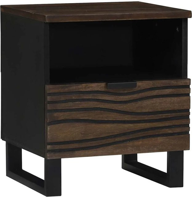 vidaXL Nachttisch aus massivem Mangoholz in Walnuss, modern und matt, B/T/H: 40 x 33 x 46 cm - Bild 1