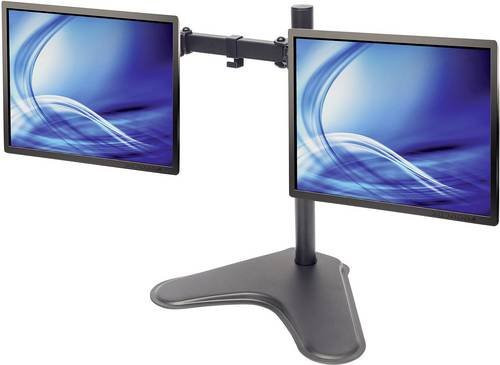 Manhattan 461559 Monitor-Standfuß für 2 Displays, Schwarz, Höhenverstellbar, Neigbar und Schwenkbar, passend für 33,0 cm bis 81,3 cm (13 bis 32 Zoll) - Bild 1