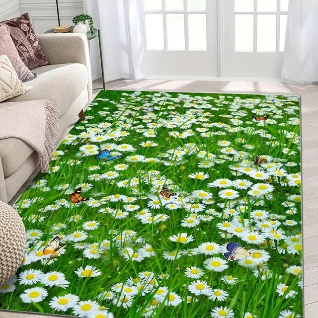 Lodestar Bereichsteppich mit Gänseblümchen-Blumendruck, Mehrfarbig, B/T: 120 x 160 cm - Bild 1