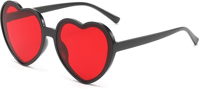 Herzförmige Sonnenbrille für Damen, rot, Vollrand, Kunststoff - Bild 1
