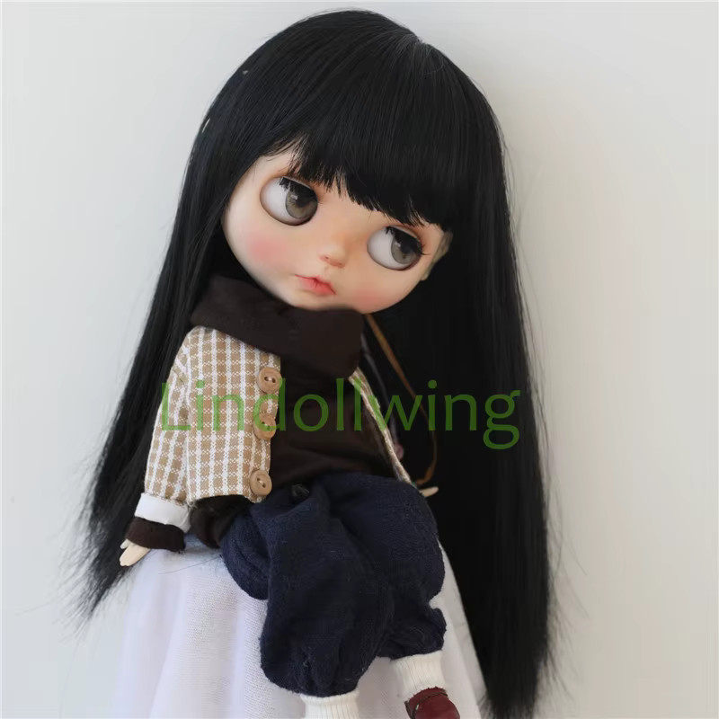 Lindollwing Blyth Perücke langes glattes schwarzes Haar 9-10 Zoll - Bild 2