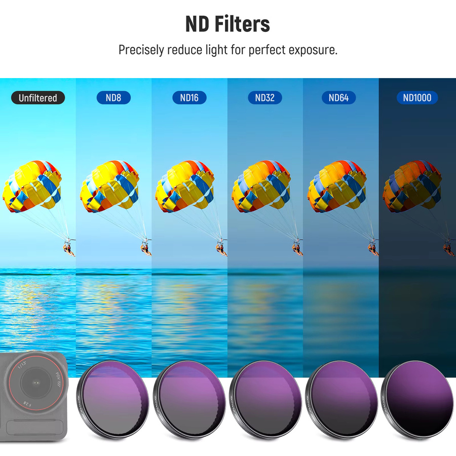 NEEWER Objektiv-Kit für DJI Osmo Action 3 4 5Pro mit ND-Filtern, UV-, CPL- und Diffusionsfiltern, mehrfach beschichtet - Bild 5