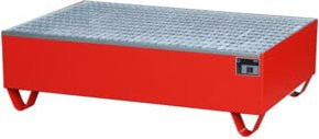 Bauer Südlohn Auffangwanne für 2 Fässer à 200 l mit verzinktem Gitterrost aus Stahl, Farbe: Feuerrot, B/T/H: 80 x 120 x 36 cm - Bild 1