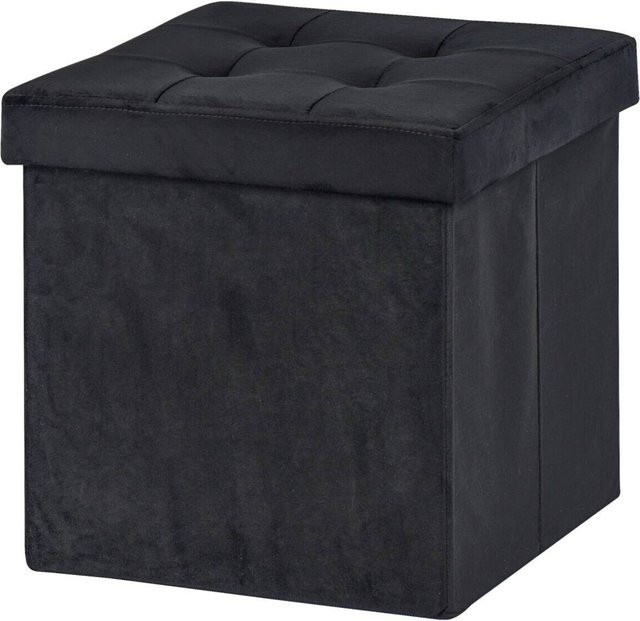 POCOline Sitzhocker Soft Body Cube in Schwarz aus Samt, B/H/T: 38 x 38 x 38 cm - Bild 1