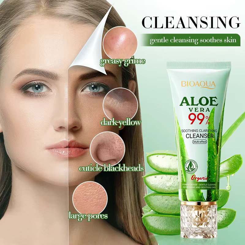 BIOAOUA Aloe Vera Gesichtsreiniger Schaum, 100g, Unisex - Bild 2