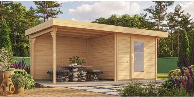 OBI Outdoor Living Holz-Gartenhaus Florenz mit Flachdach in Braun, B/T: 530 x 314 cm - Bild 1