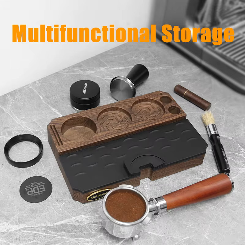 CafeGaGa Kaffee Tamping Station Matte aus Holz in Weiß für Espresso Siebträger Zubehör - Bild 3